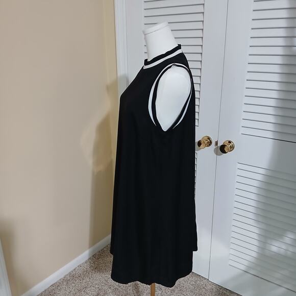 GIANI BINI Large Black Sleeveless Crew-Neck Lined A-Line Exposed Zipper Dress - Picture 1 of 12